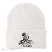 Dam Girl Funny Beaver Meme Beanie thumb 0