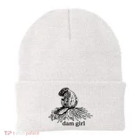 Dam Girl Funny Beaver Meme Beanie thumb 0