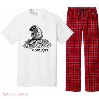 Dam Girl Funny Beaver Meme Pajama Set thumb 0