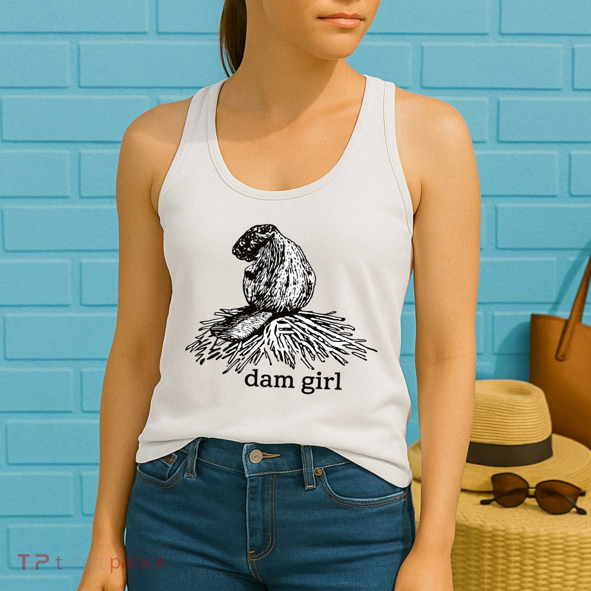Dam Girl Funny Beaver Meme Women's Tank Top