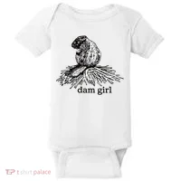 Dam Girl Funny Beaver Meme Baby Bodysuit thumb 0