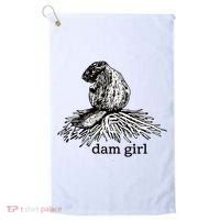 Dam Girl Funny Beaver Meme Golf Towel thumb 0