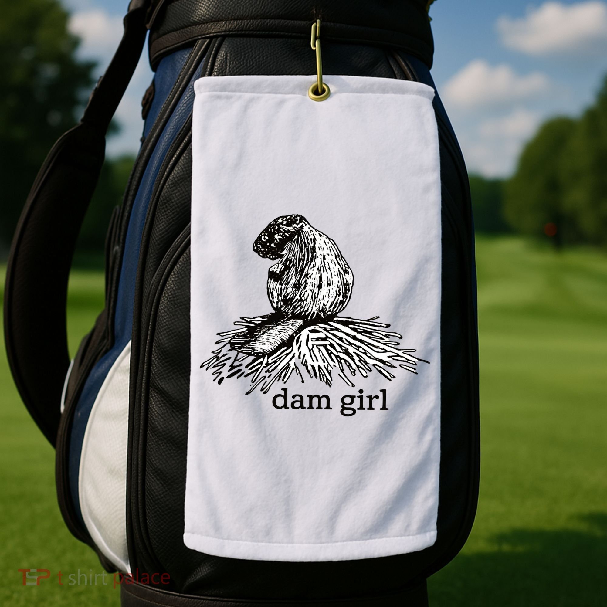 Dam Girl Funny Beaver Meme Golf Towel