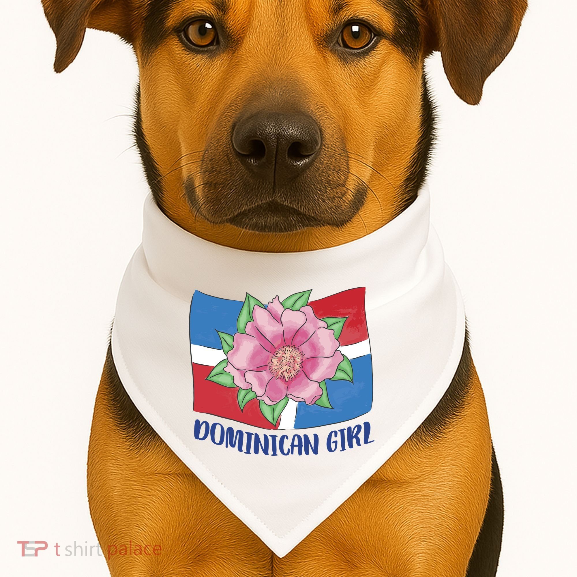 Dominican Girl Flag USA-Made Doggie Bandana
