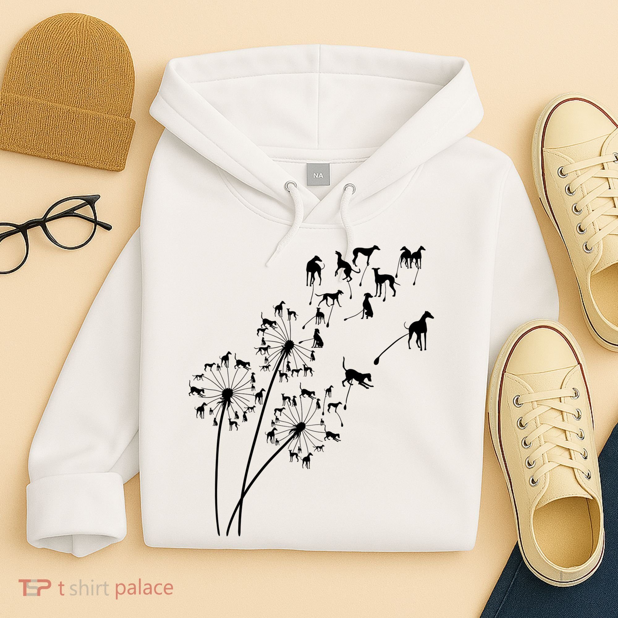 Dandelion Greyhound Flower Floral Greyhound Tree Hoodie