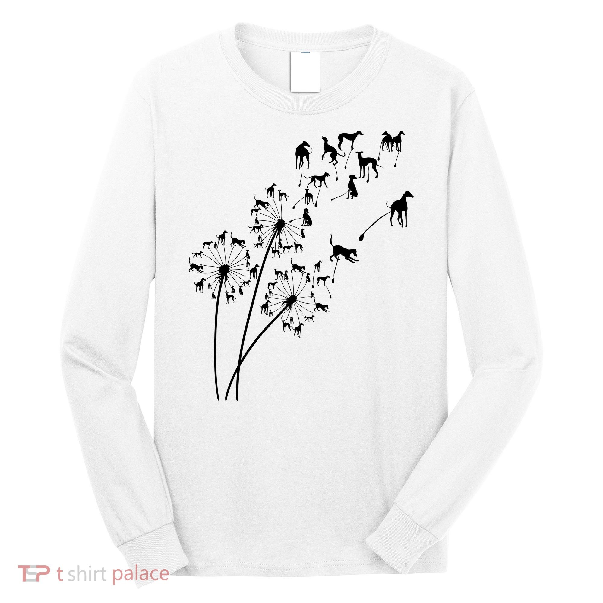 Dandelion Greyhound Flower Floral Greyhound Tree Long Sleeve Shirt
