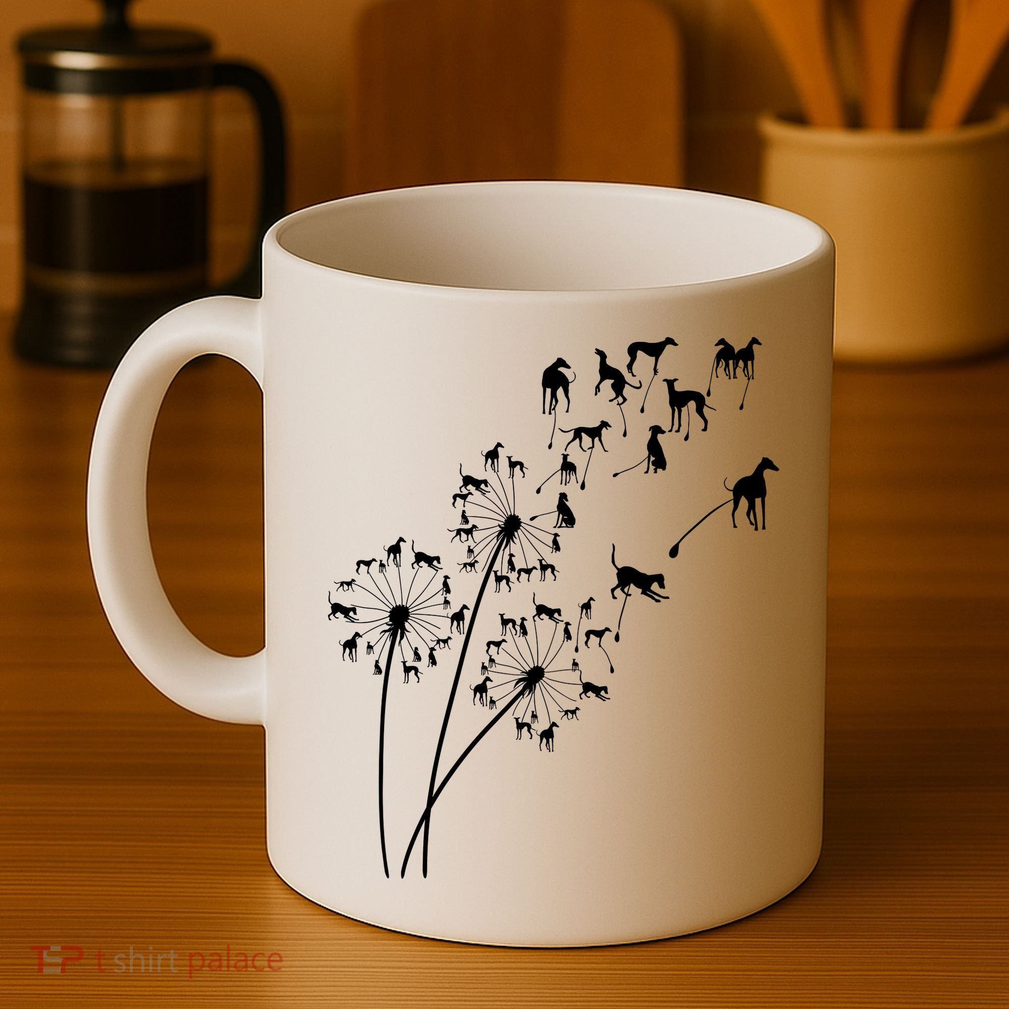 Dandelion Greyhound Flower Floral Greyhound Tree Coffee Mug
