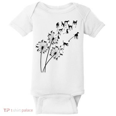 Dandelion Greyhound Flower Floral Greyhound Tree Baby Bodysuit