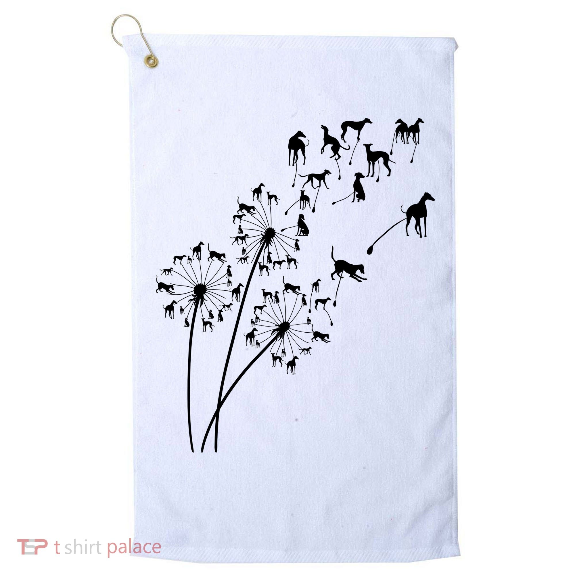 Dandelion Greyhound Flower Floral Greyhound Tree Golf Towel