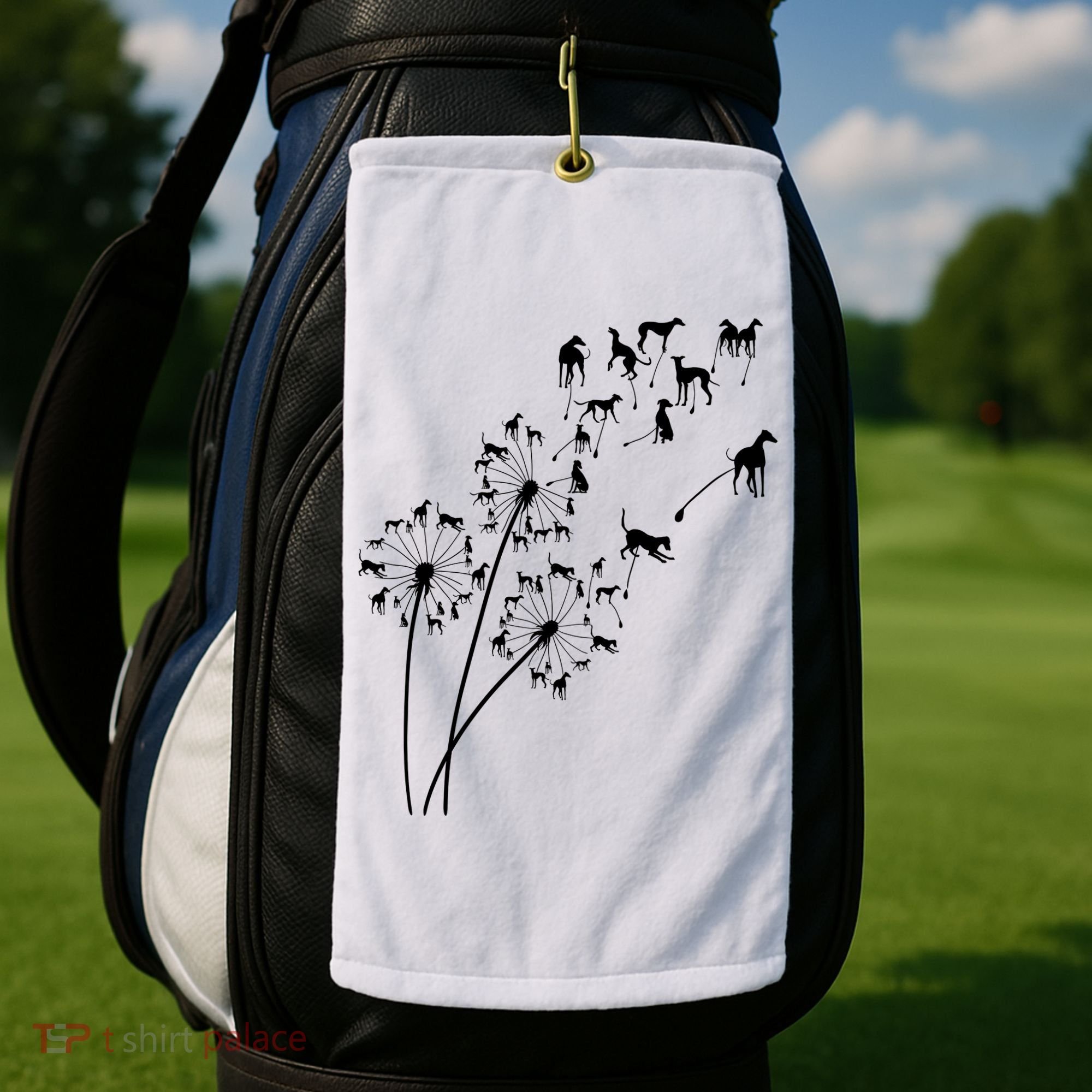 Dandelion Greyhound Flower Floral Greyhound Tree Golf Towel
