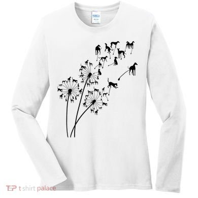 Dandelion Greyhound Flower Floral Greyhound Tree Women's Long Sleeve Shirt
