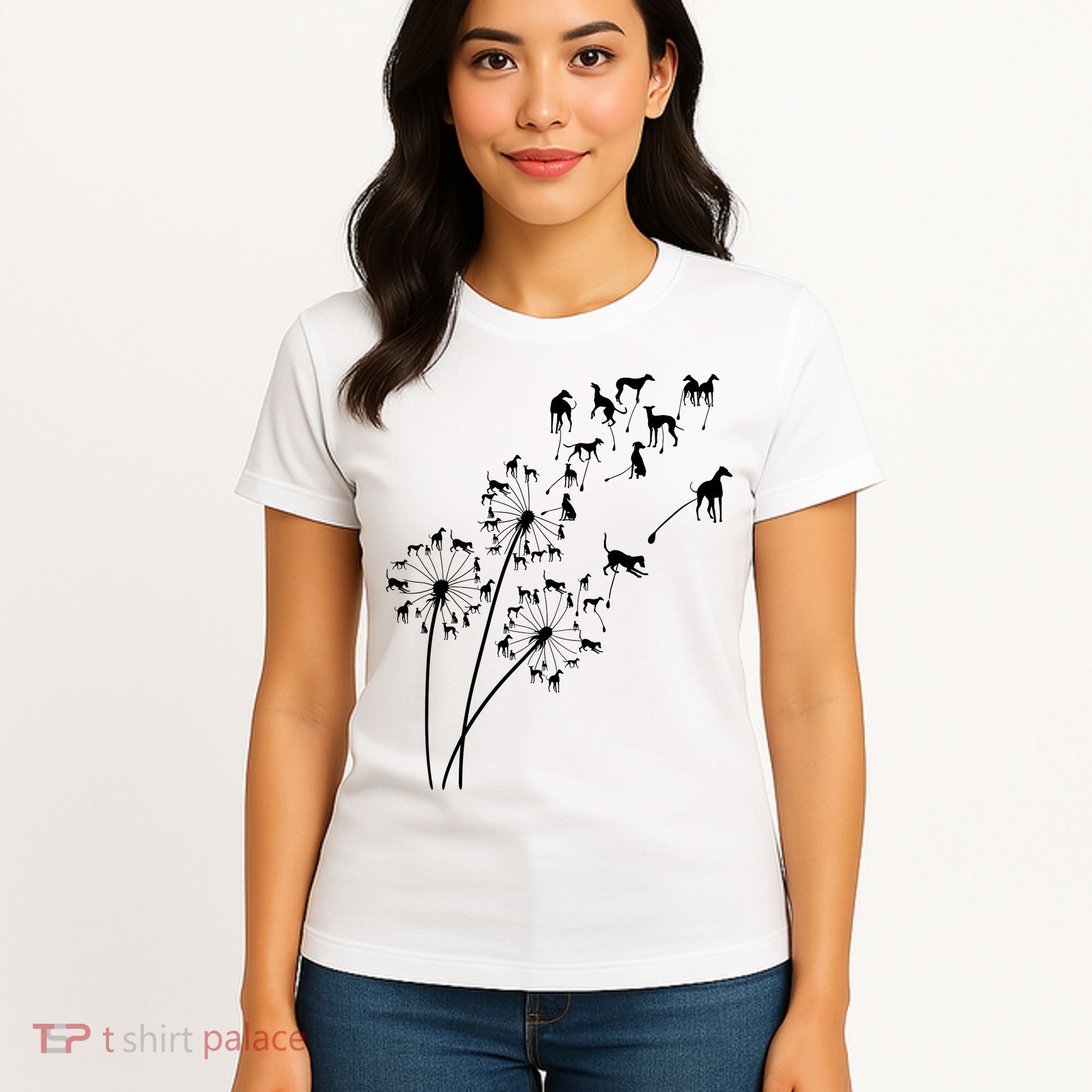 Dandelion Greyhound Flower Floral Greyhound Tree Women's T-Shirt