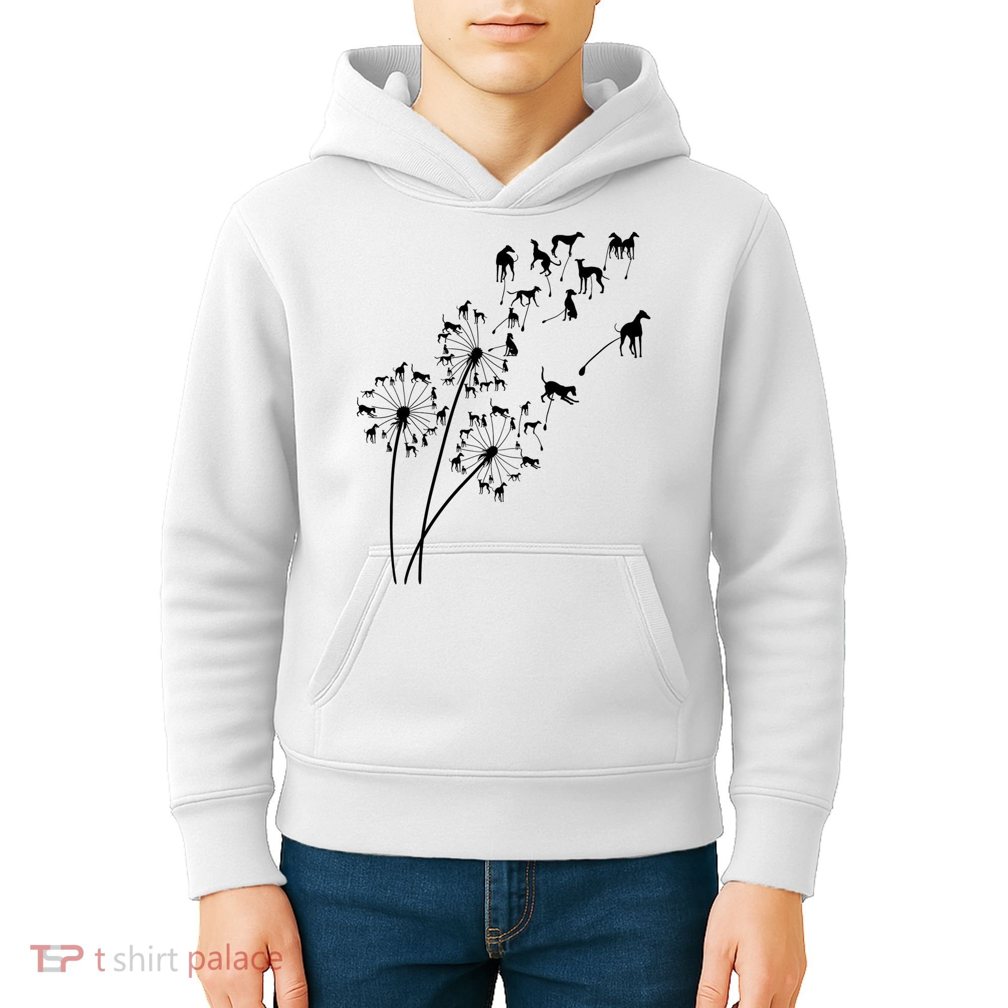 Dandelion Greyhound Flower Floral Greyhound Tree Kids Hoodie