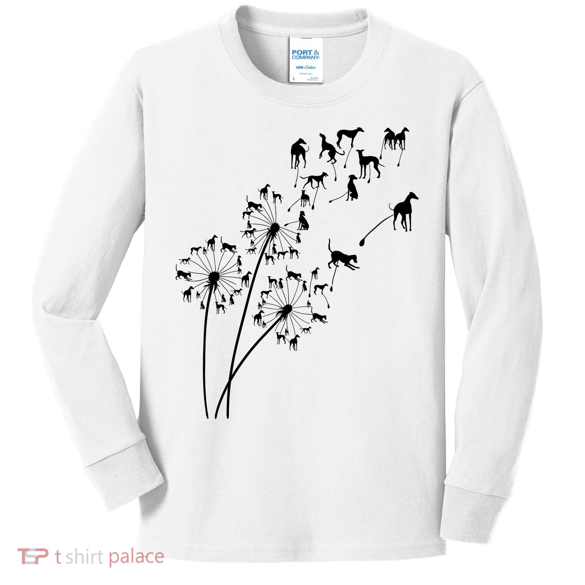 Dandelion Greyhound Flower Floral Greyhound Tree Kids Long Sleeve Shirt