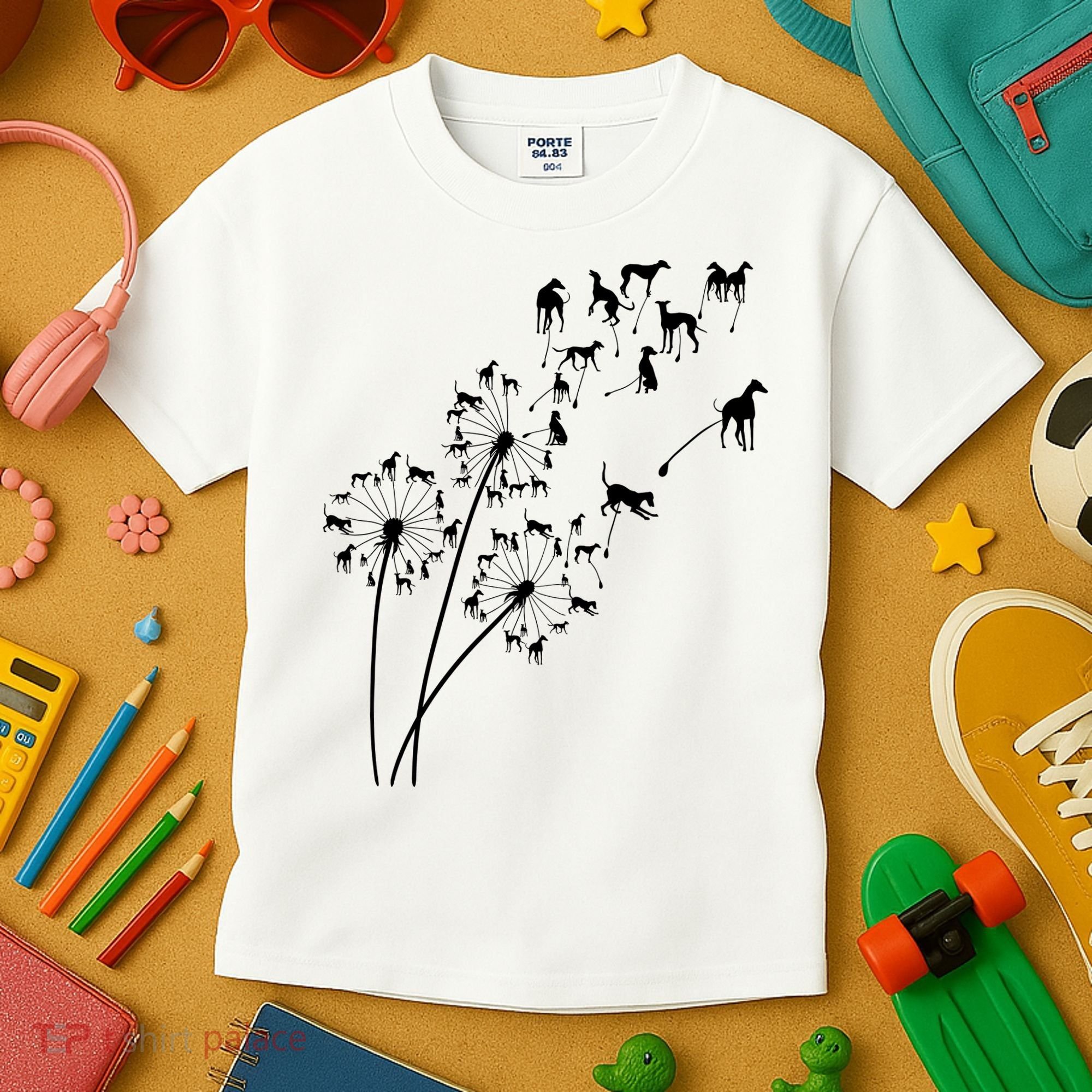 Dandelion Greyhound Flower Floral Greyhound Tree Kids T-Shirt