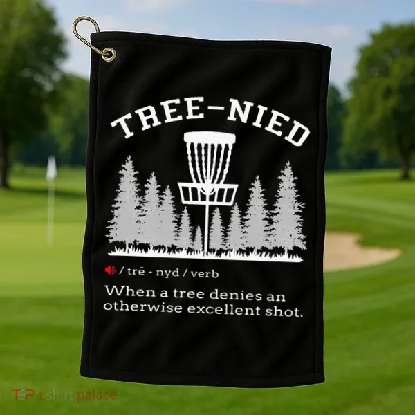 Disc Golf Funny Stupid Tree Treenied IV Golf Towel