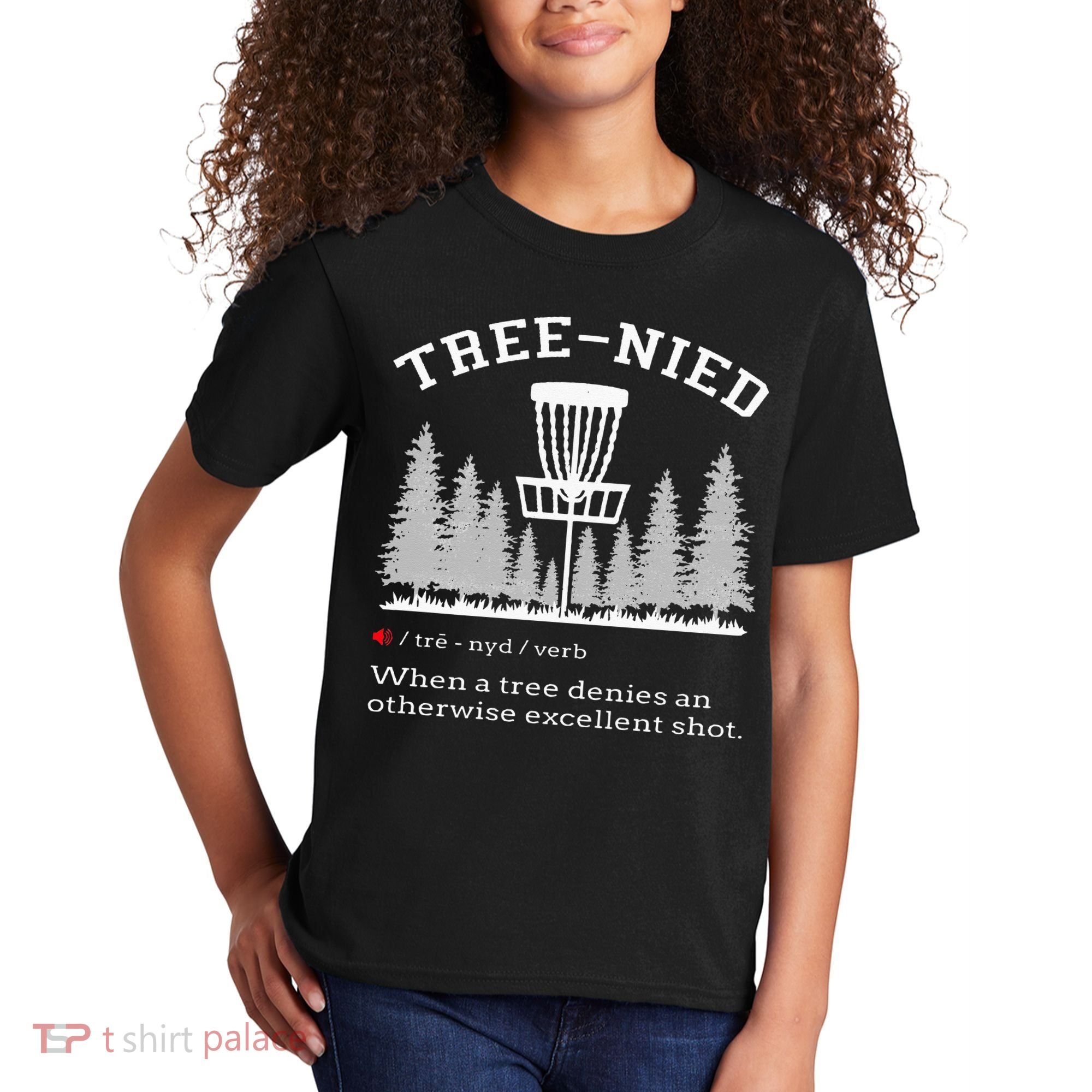Disc Golf Funny Stupid Tree Treenied IV Kids T-Shirt