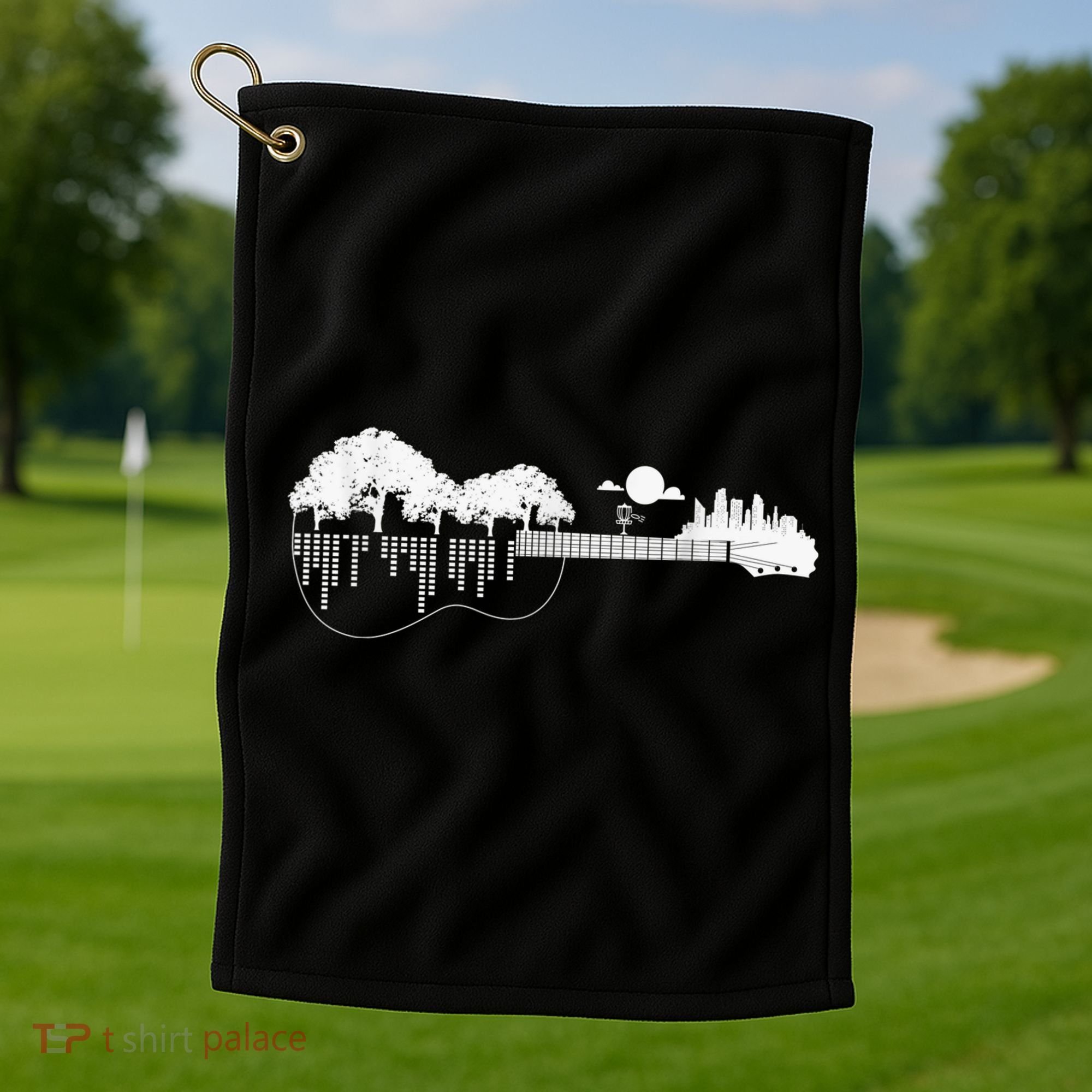 Disc Golf Flying Disc - Disc Golf Sunset Guitar Golf Towel