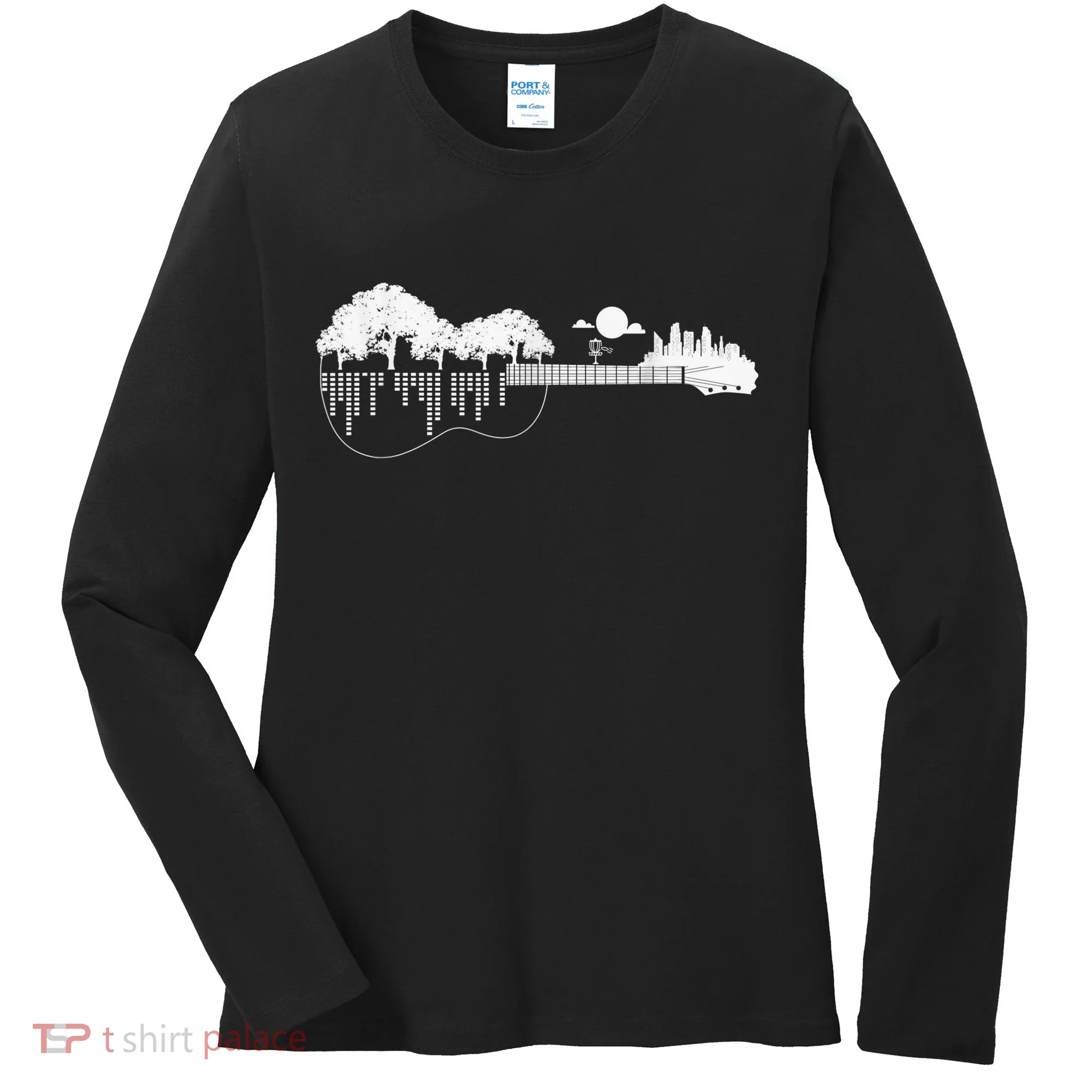 Disc Golf Flying Disc - Disc Golf Sunset Guitar Women's Long Sleeve Shirt