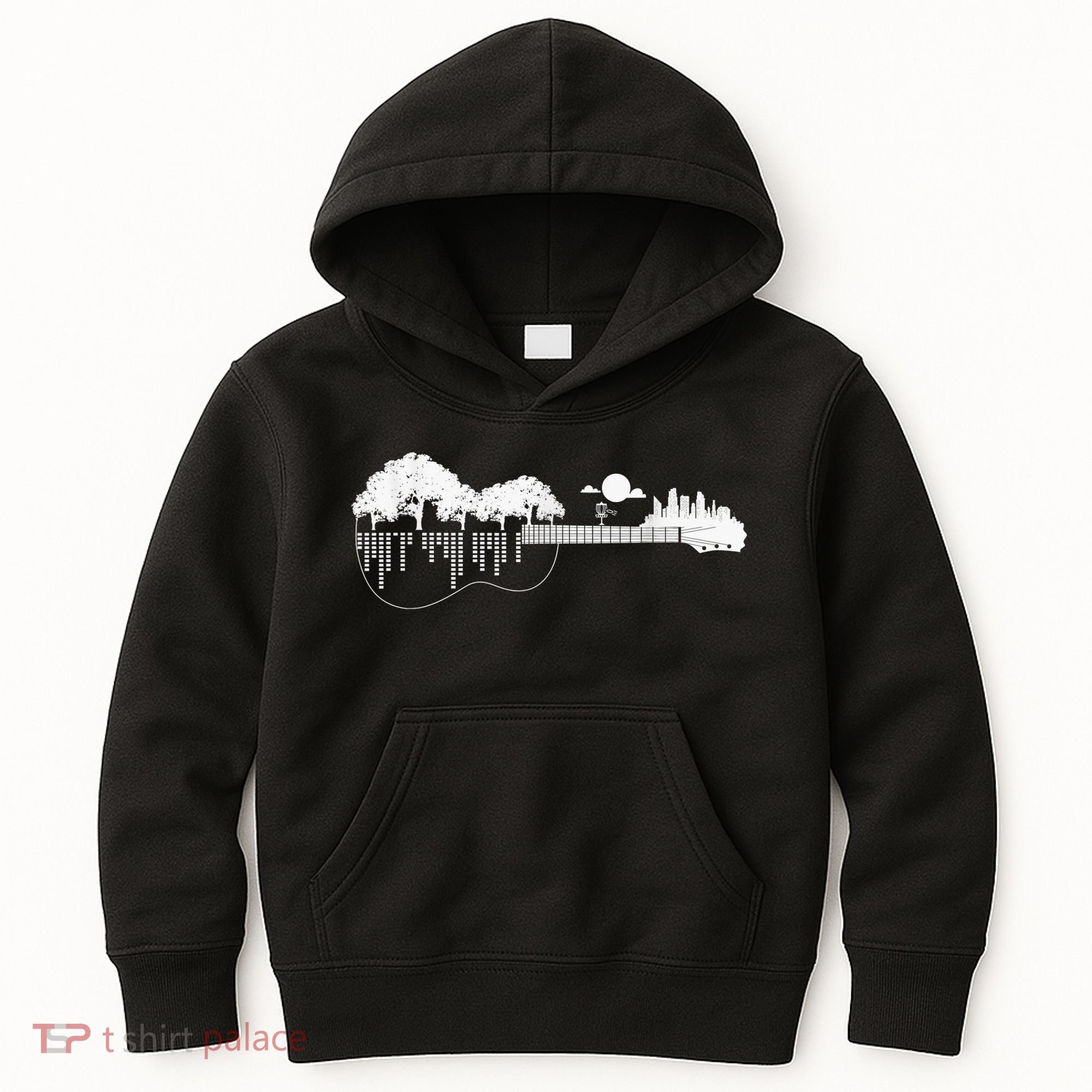 Disc Golf Flying Disc - Disc Golf Sunset Guitar Kids Hoodie