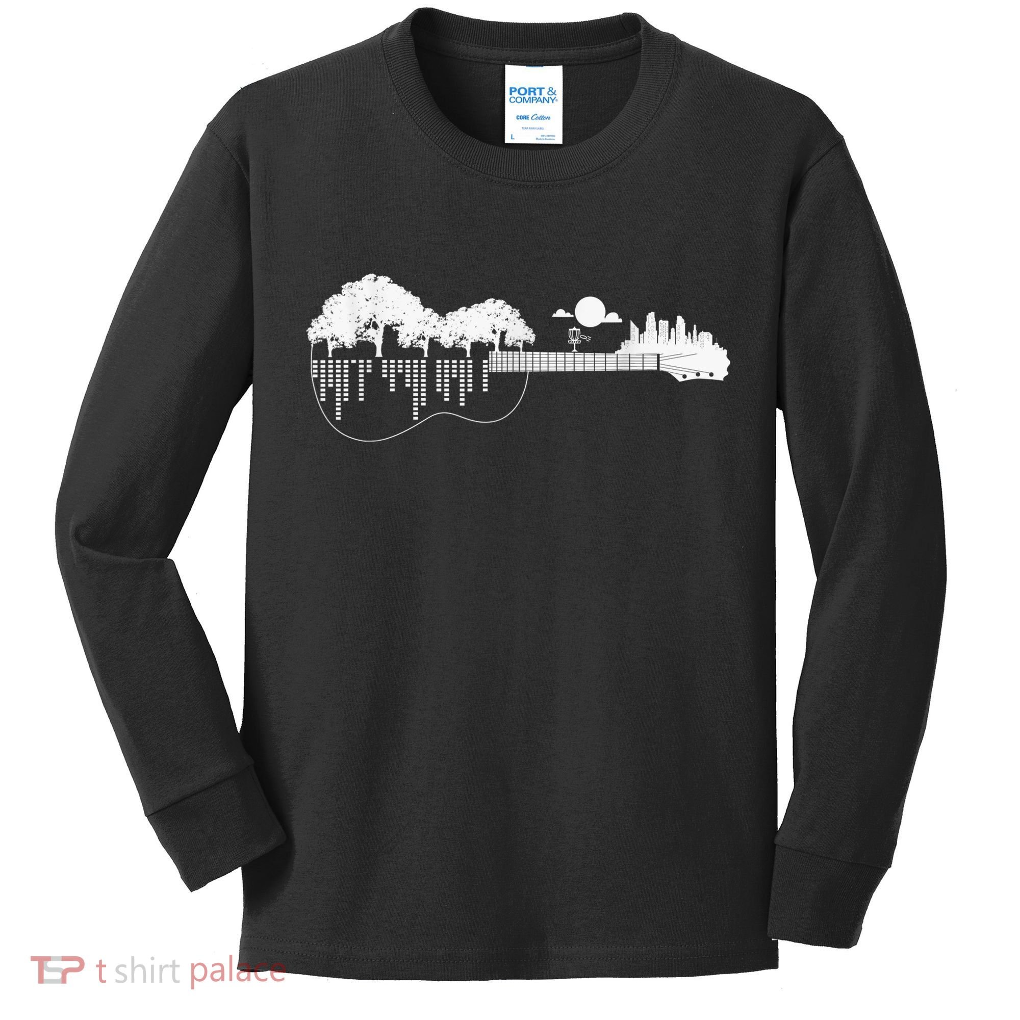 Disc Golf Flying Disc - Disc Golf Sunset Guitar Kids Long Sleeve Shirt