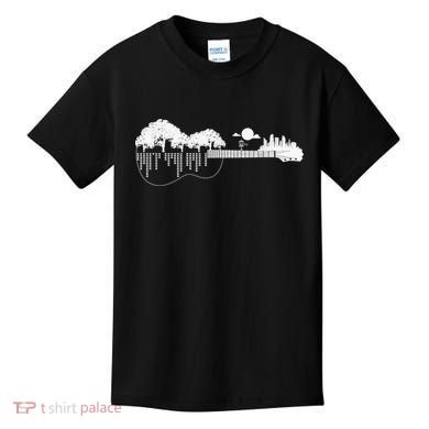 Disc Golf Flying Disc - Disc Golf Sunset Guitar Kids T-Shirt