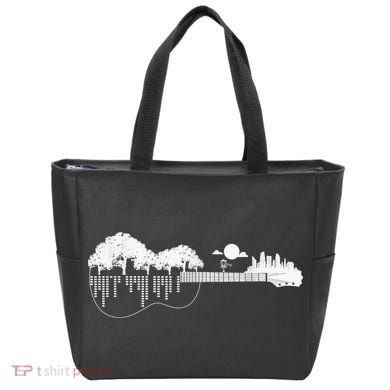 Disc Golf Flying Disc - Disc Golf Sunset Guitar Tote Bag