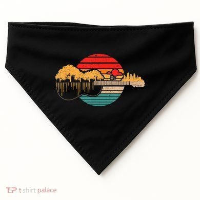 Disc Golf Flying Disc - Disc Golf Sunset Guitar USA-Made Doggie Bandana