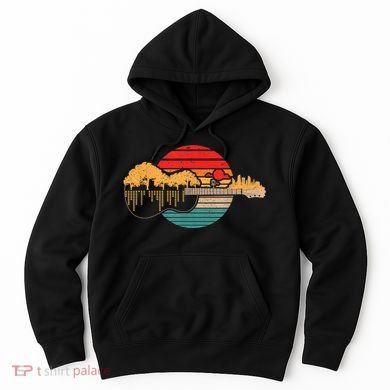 Disc Golf Flying Disc - Disc Golf Sunset Guitar Hoodie