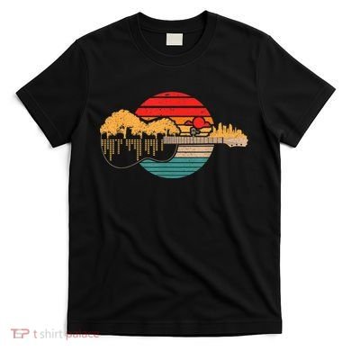 Disc Golf Flying Disc - Disc Golf Sunset Guitar T-Shirt
