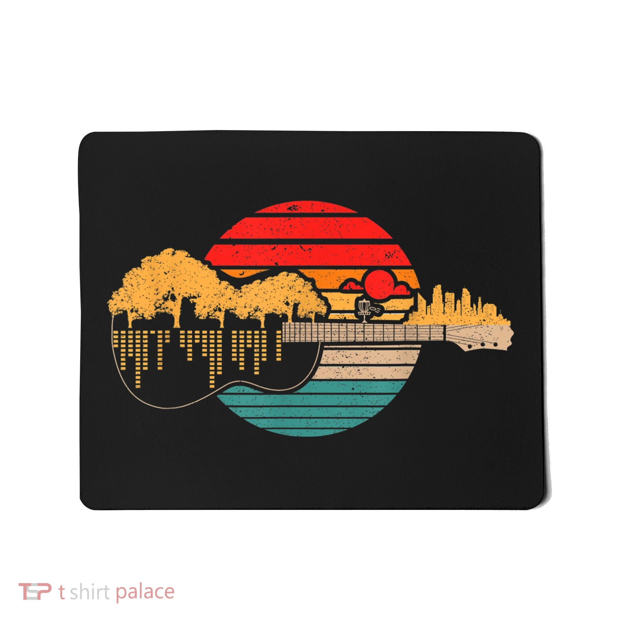 Disc Golf Flying Disc - Disc Golf Sunset Guitar Mousepad