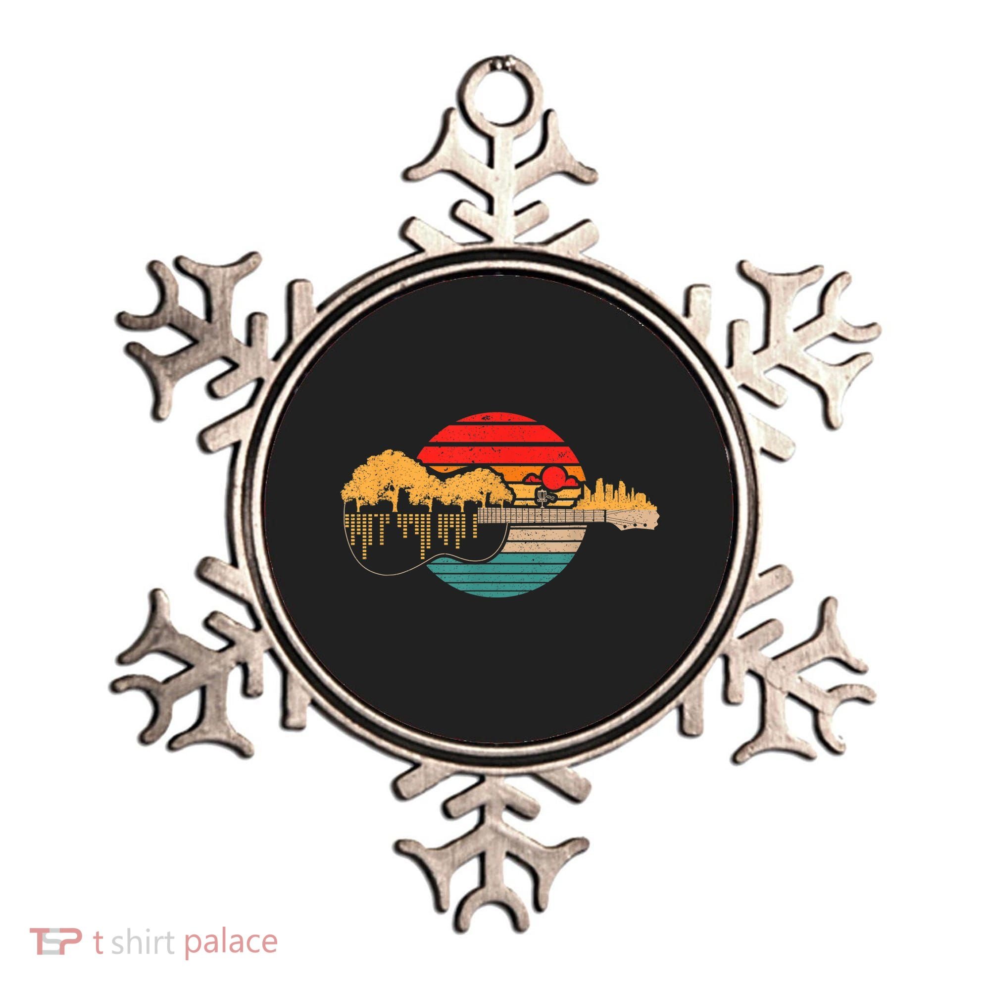 Disc Golf Flying Disc - Disc Golf Sunset Guitar Ornament