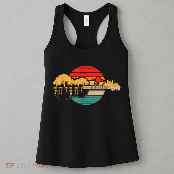 Disc Golf Flying Disc - Disc Golf Sunset Guitar Women's Tank Top