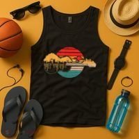 Disc Golf Flying Disc - Disc Golf Sunset Guitar Tank Top thumb 4