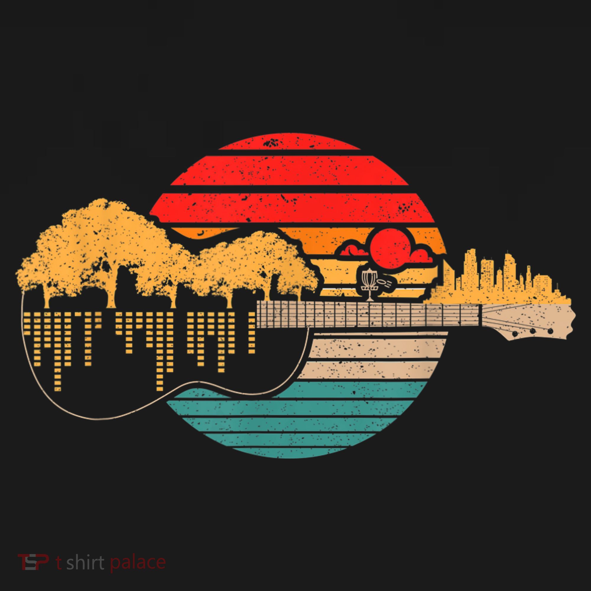 Disc Golf Flying Disc - Disc Golf Sunset Guitar Tank Top