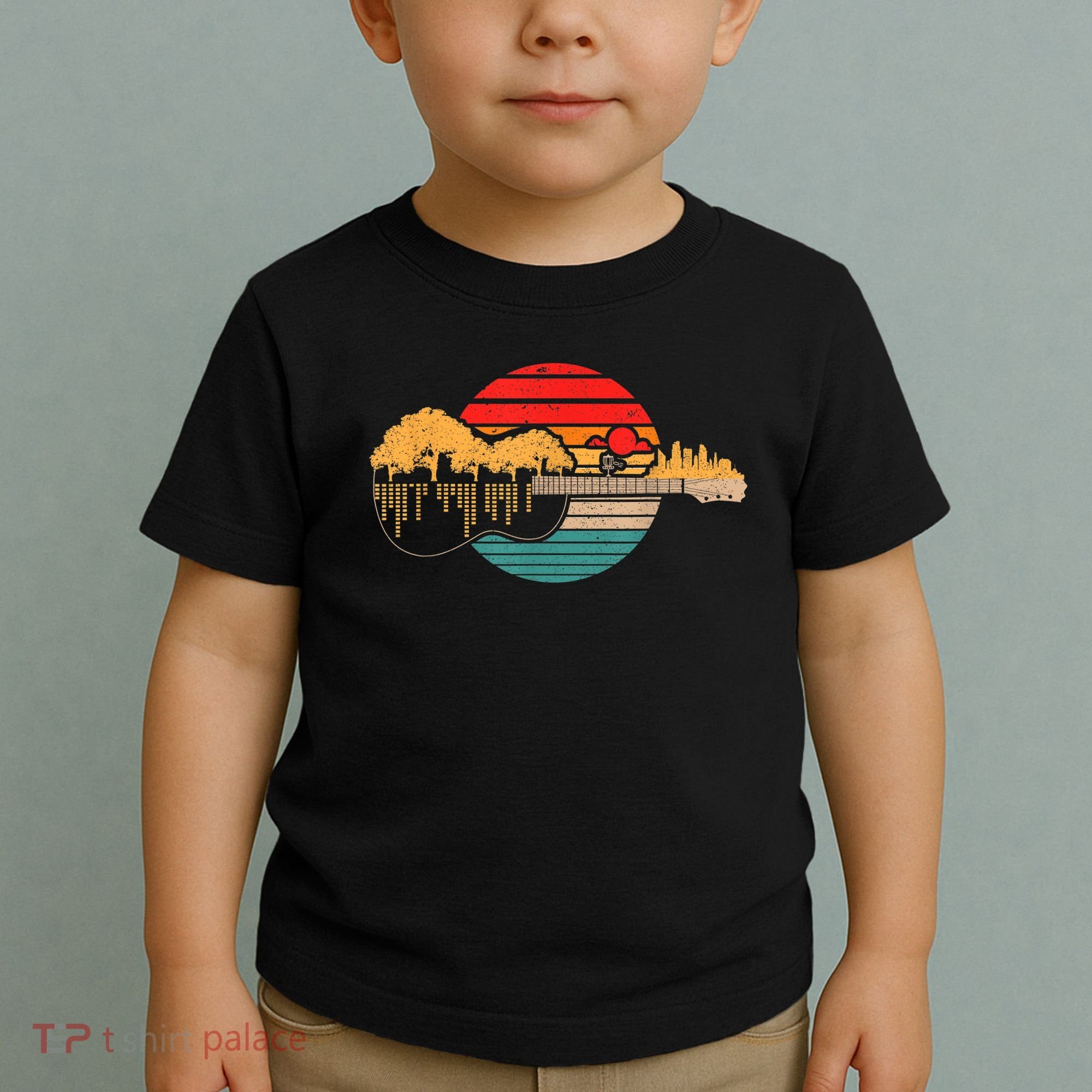 Disc Golf Flying Disc - Disc Golf Sunset Guitar Toddler T-Shirt