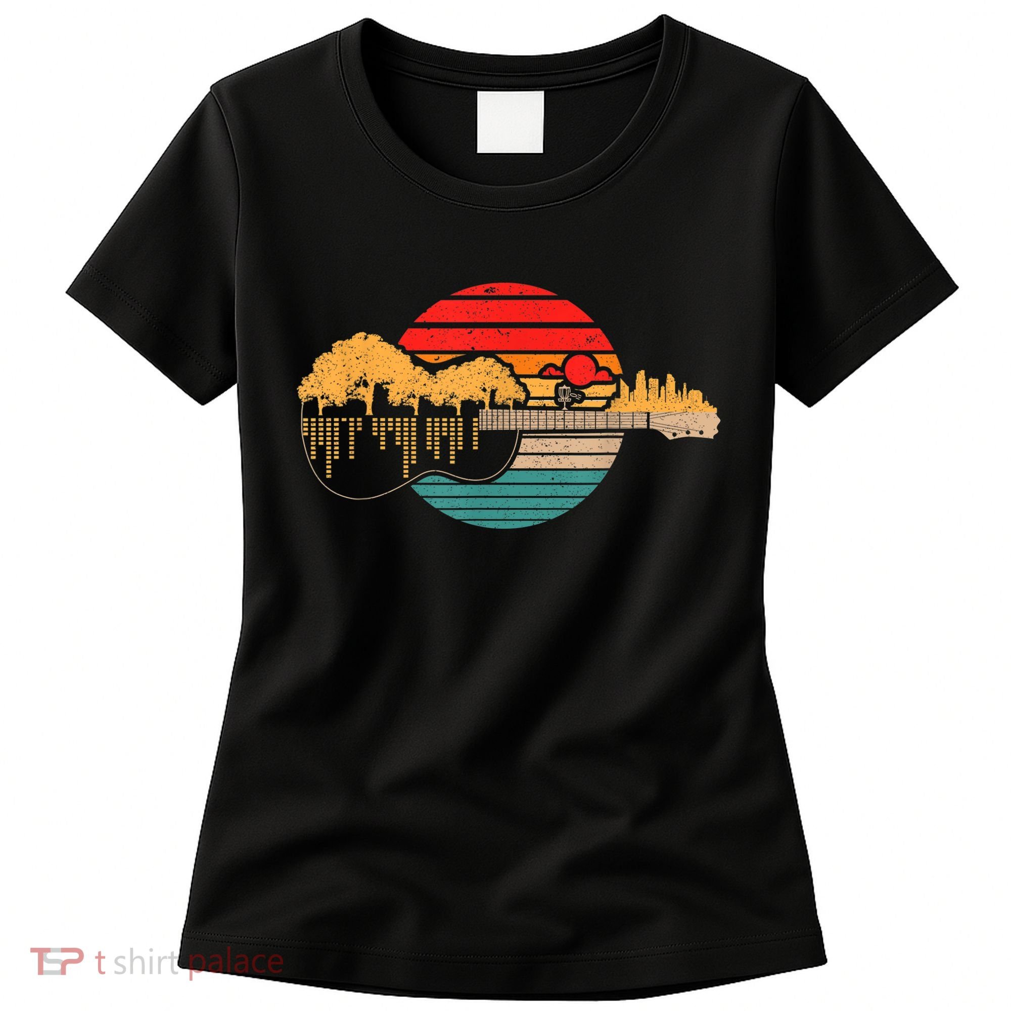 Disc Golf Flying Disc - Disc Golf Sunset Guitar Women's T-Shirt