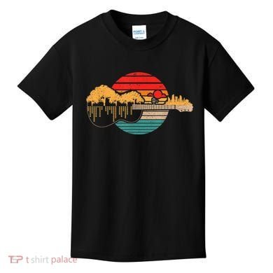 Disc Golf Flying Disc - Disc Golf Sunset Guitar Kids T-Shirt