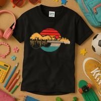Disc Golf Flying Disc - Disc Golf Sunset Guitar Kids T-Shirt thumb 3