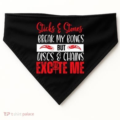 Disc Golf Funny Discs & Chains Excite Me Red USA-Made Doggie Bandana