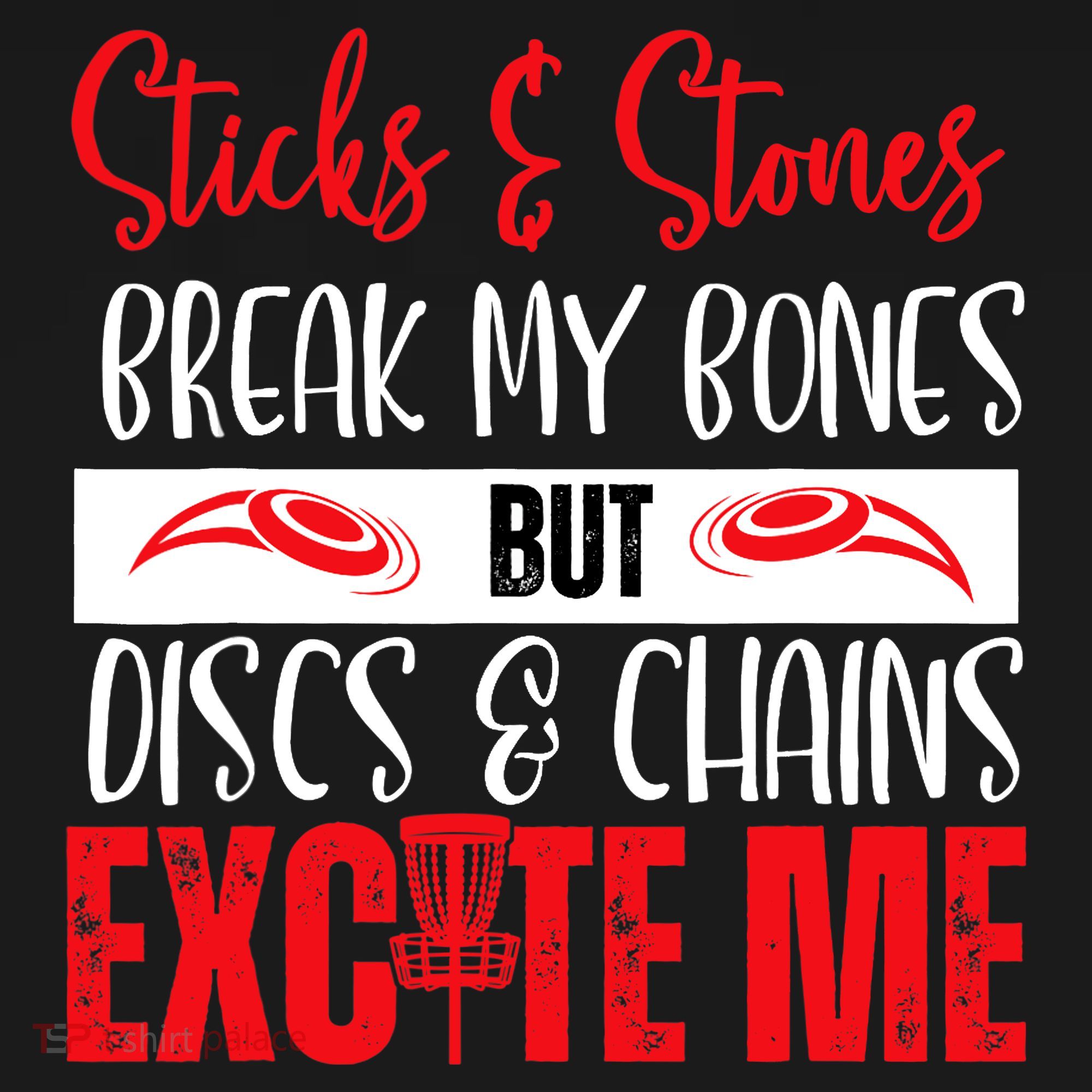 Disc Golf Funny Discs & Chains Excite Me Red USA-Made Doggie Bandana