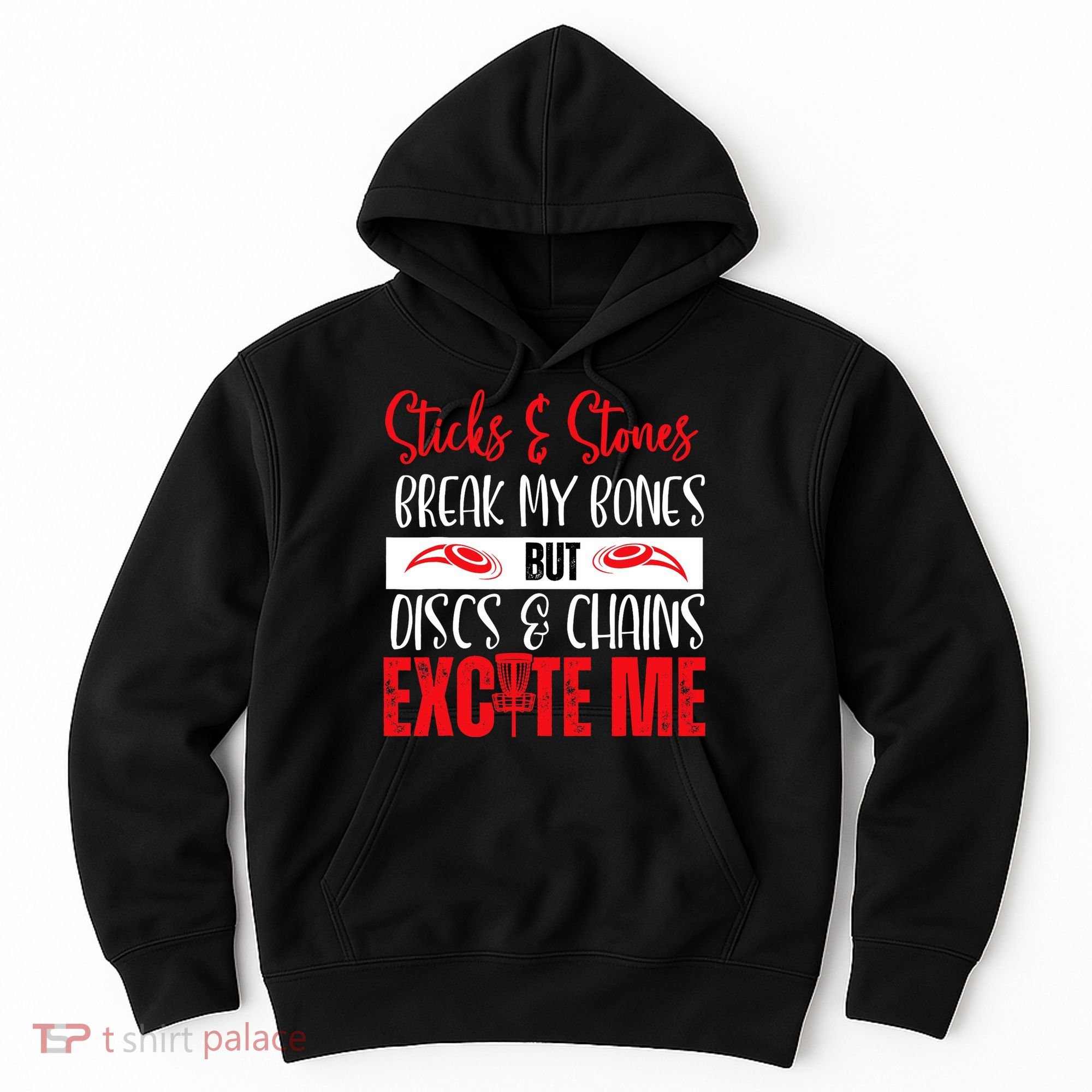 Disc Golf Funny Discs & Chains Excite Me Red Hoodie