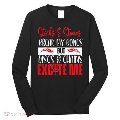 Disc Golf Funny Discs & Chains Excite Me Red Long Sleeve Shirt