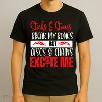 Disc Golf Funny Discs & Chains Excite Me Red T-Shirt thumb 3