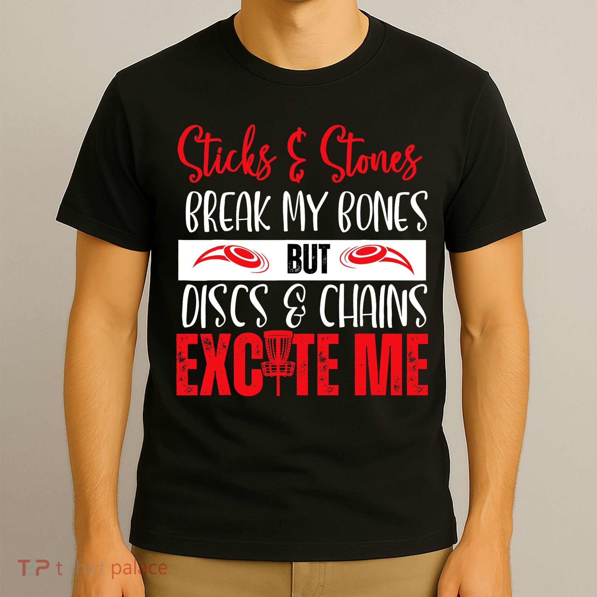 Disc Golf Funny Discs & Chains Excite Me Red T-Shirt