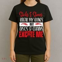 Disc Golf Funny Discs & Chains Excite Me Red T-Shirt thumb 4