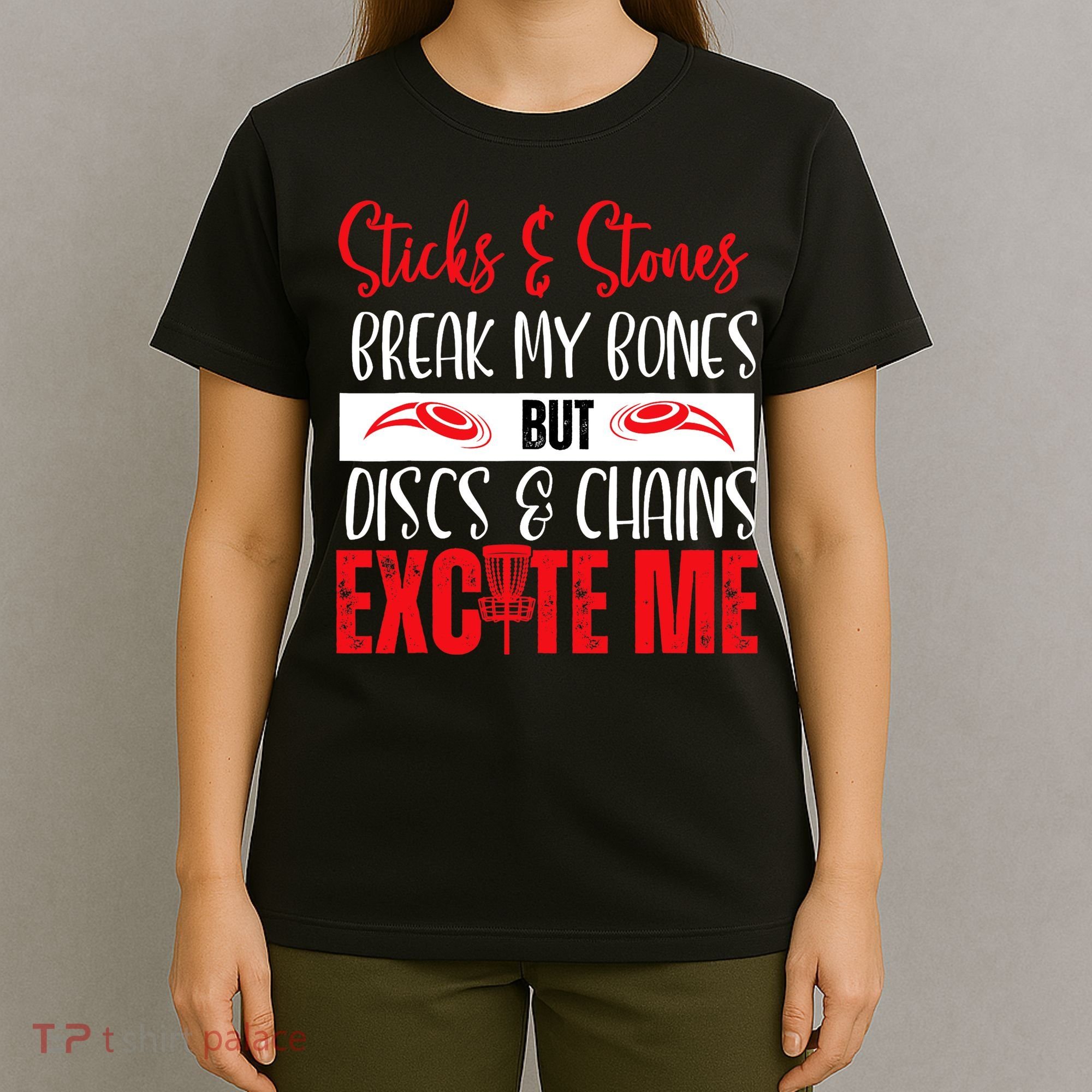 Disc Golf Funny Discs & Chains Excite Me Red T-Shirt