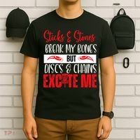 Disc Golf Funny Discs & Chains Excite Me Red T-Shirt thumb 6