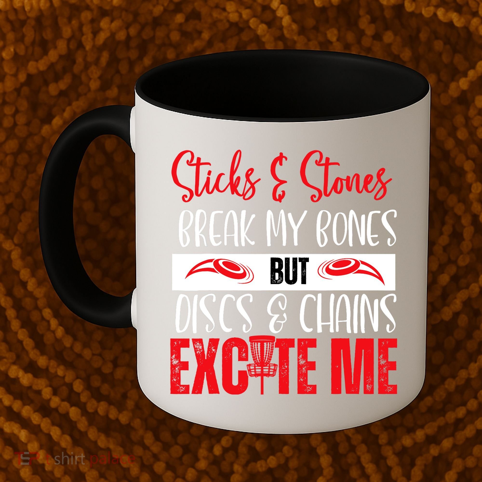 Disc Golf Funny Discs & Chains Excite Me Red Coffee Mug