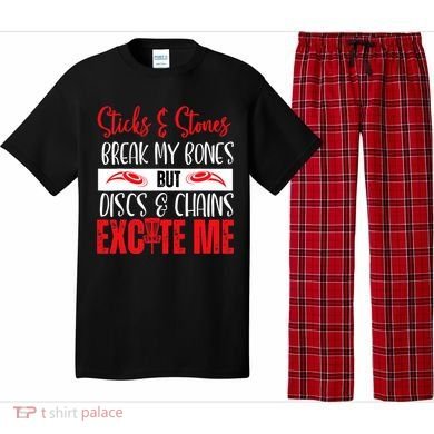 Disc Golf Funny Discs & Chains Excite Me Red Pajama Set
